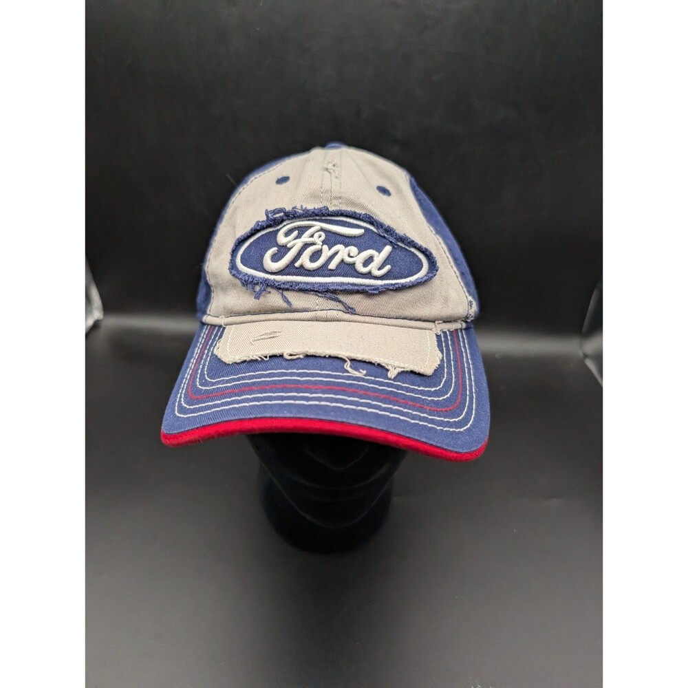 Official Licensed Ford Hat Cap Snapback Blue Gray Distressed Look Embroidered